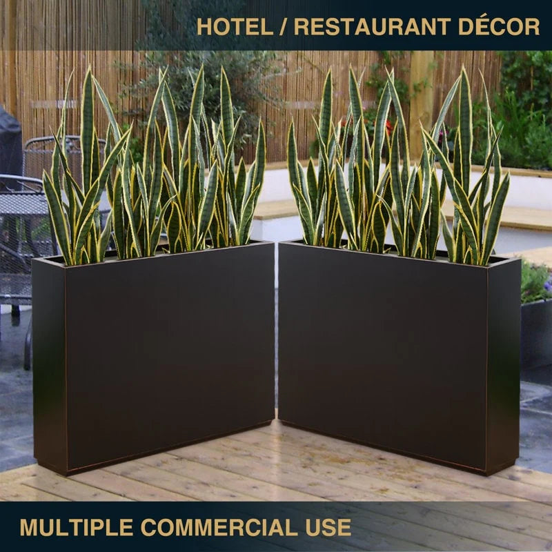Metallic Heavy Planter for Outdoor Plants, 38Lx10Wx30H Inches Tall and Long Metal Divider Planter Box - 38"x30"x10"