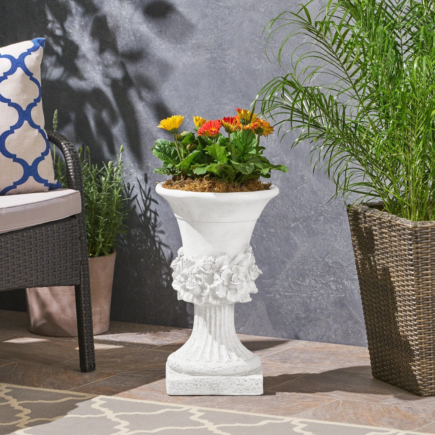 Calliope Antique Botanical Lightweight Concrete Chalice Garden Urn Planter by Christopher Knight Home