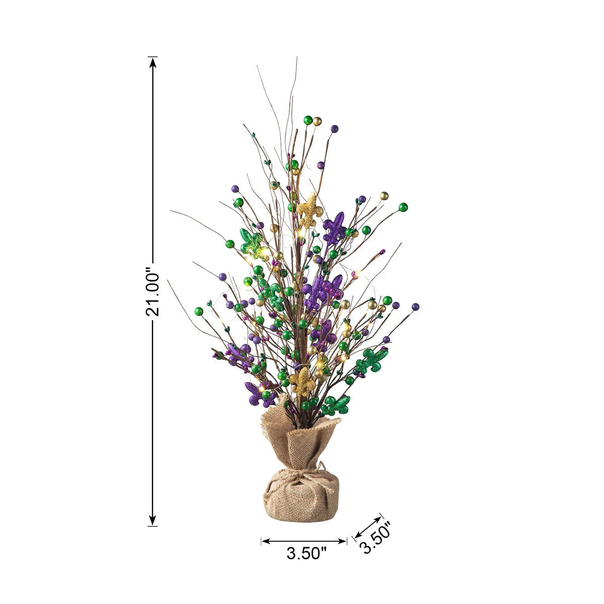 Glitzhome Heart Berry & Fleur-de-Lis Tree Valentine's & Mardi Gras Tree