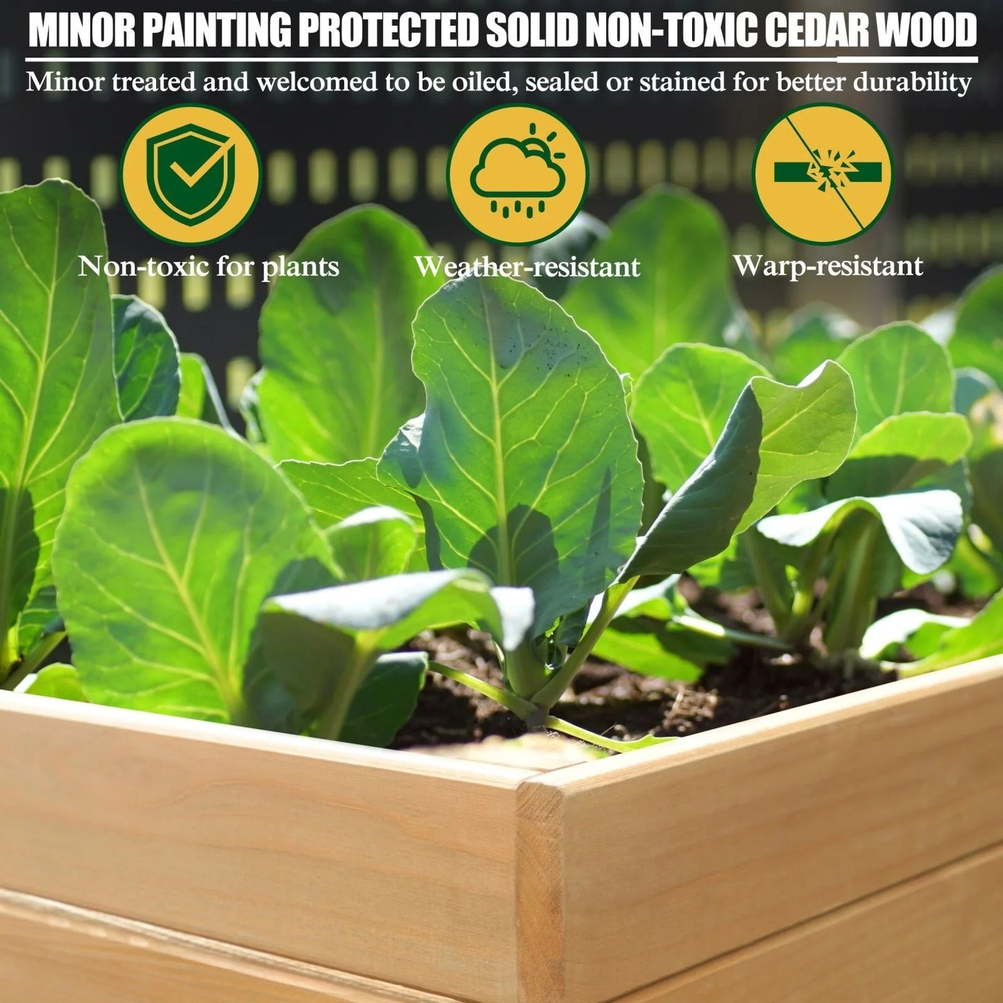 VEIKOUS Wooden Raised Garden Bed for Vegetables Oversized Deep Planter Box with Liner