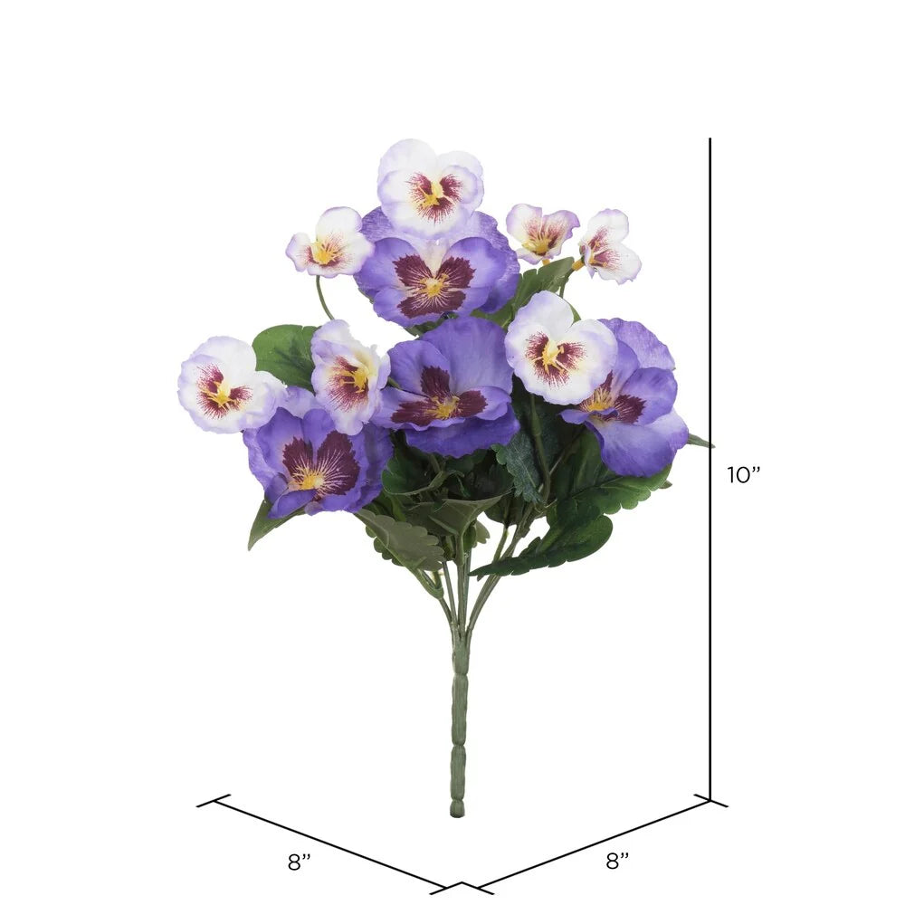 Vickerman 10" Artificial Purple Pansy Bush, 4 per pack