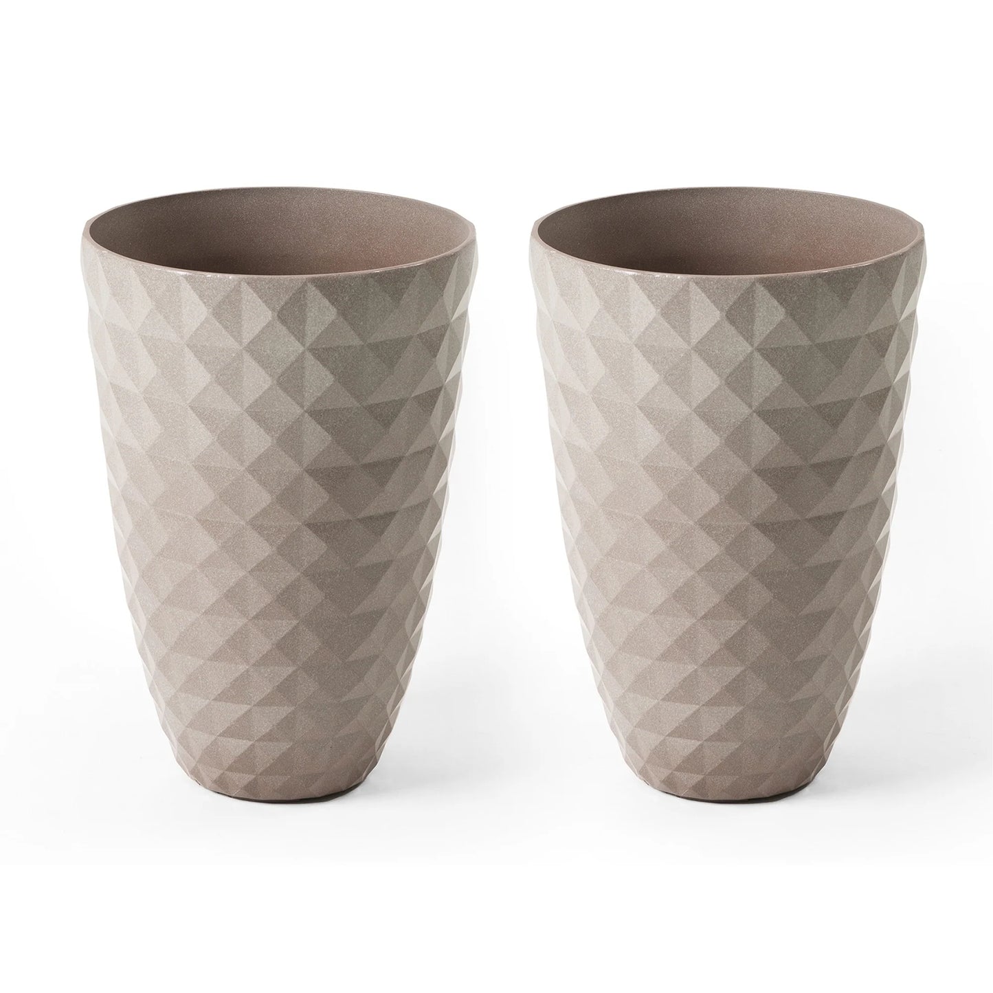 Glitzhome 19.75" H Eco-Friendly Oversized Faux Ceramic Diamond Textured Tall Planter Porch Flowerpot (Set of 2)