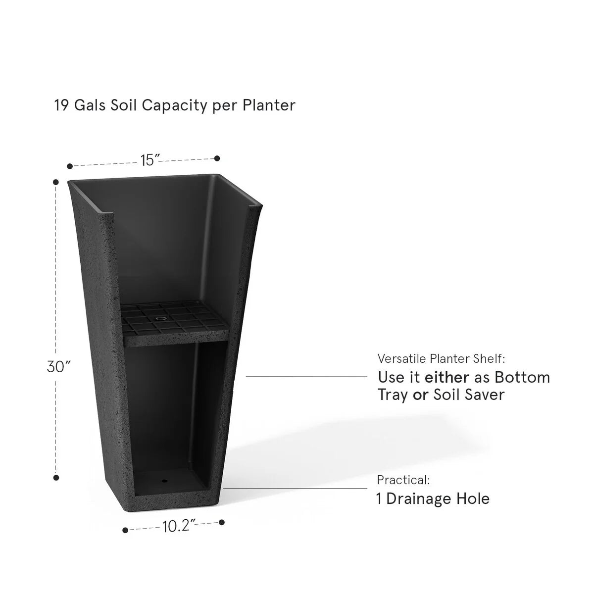 30 inch Tall Planters Set of 2, Indoor/Outdoor Rectanglar Large Planters,V Shaped Taper Planters for Front Door