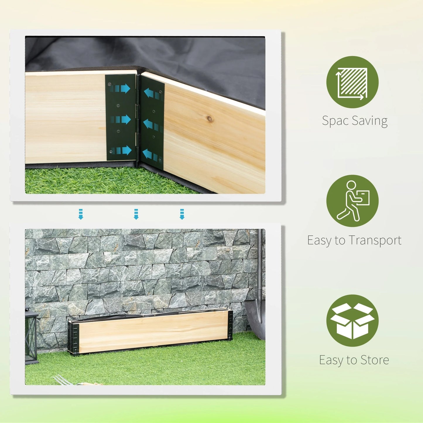 Outsunny 47'' x 31'' Raised Garden Bed Foldable Elevated Planter Box for Backyard, Patio to Grow Vegetables, Herbs, and Flowers
