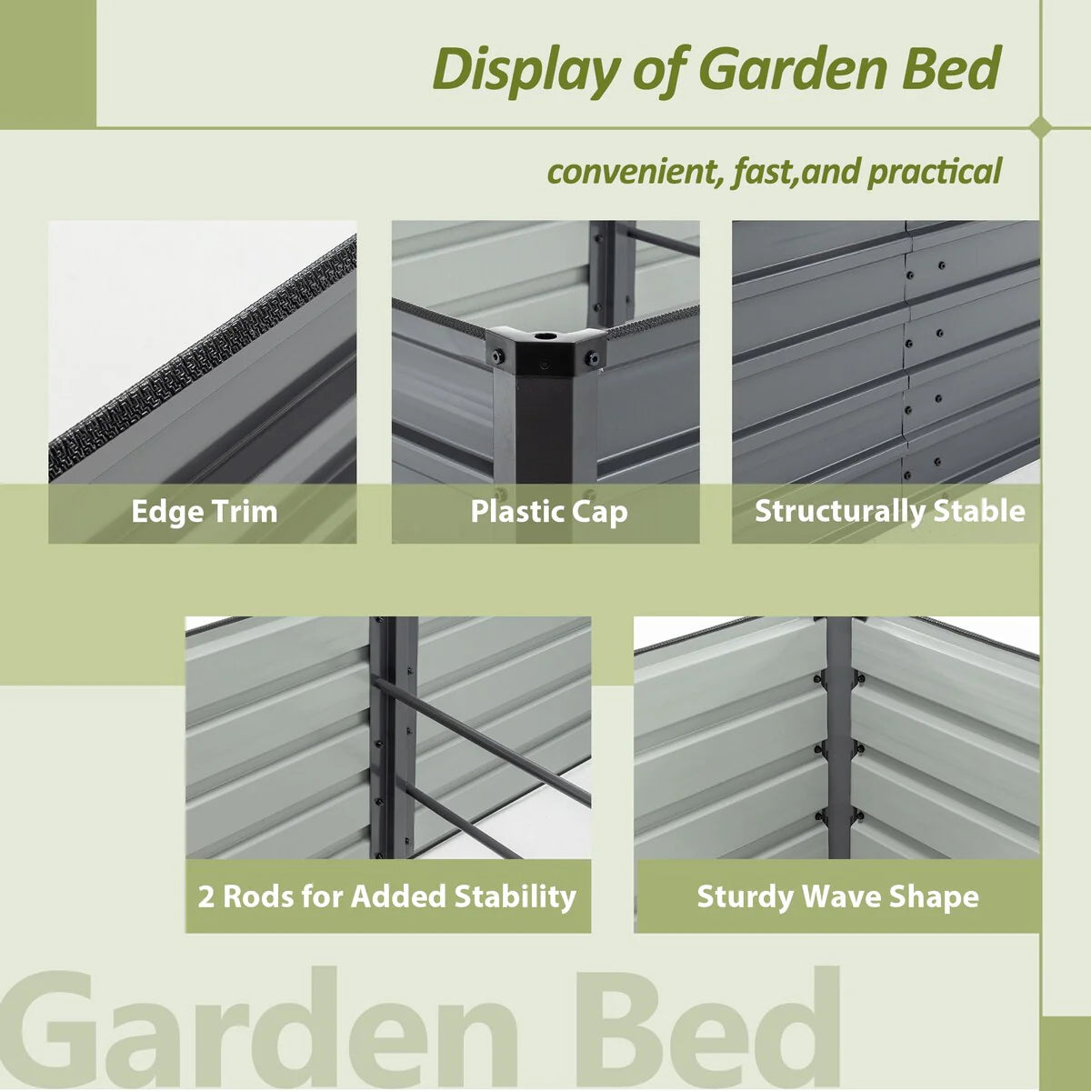 8x4x2ft Galvanized Raised Garden Bed with Cover Metal Planter Box