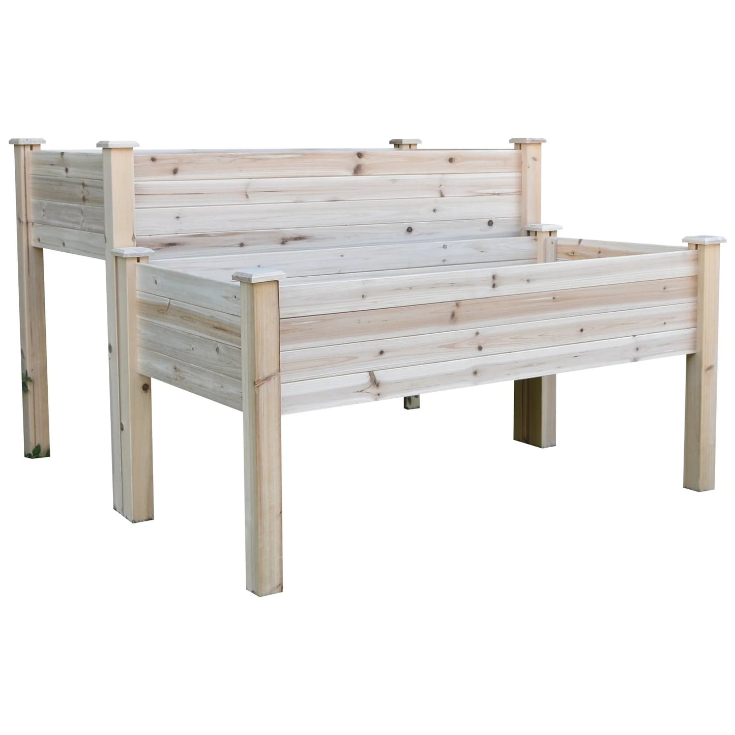 Outsunny 2-Level Raised Garden Bed Large Outdoor Planter Box with Drainage Holes, Thick Legs