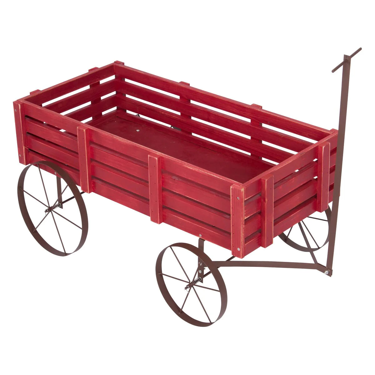 Goldcoast 51" Rustic Wagon Garden Planter with Metal Wheels