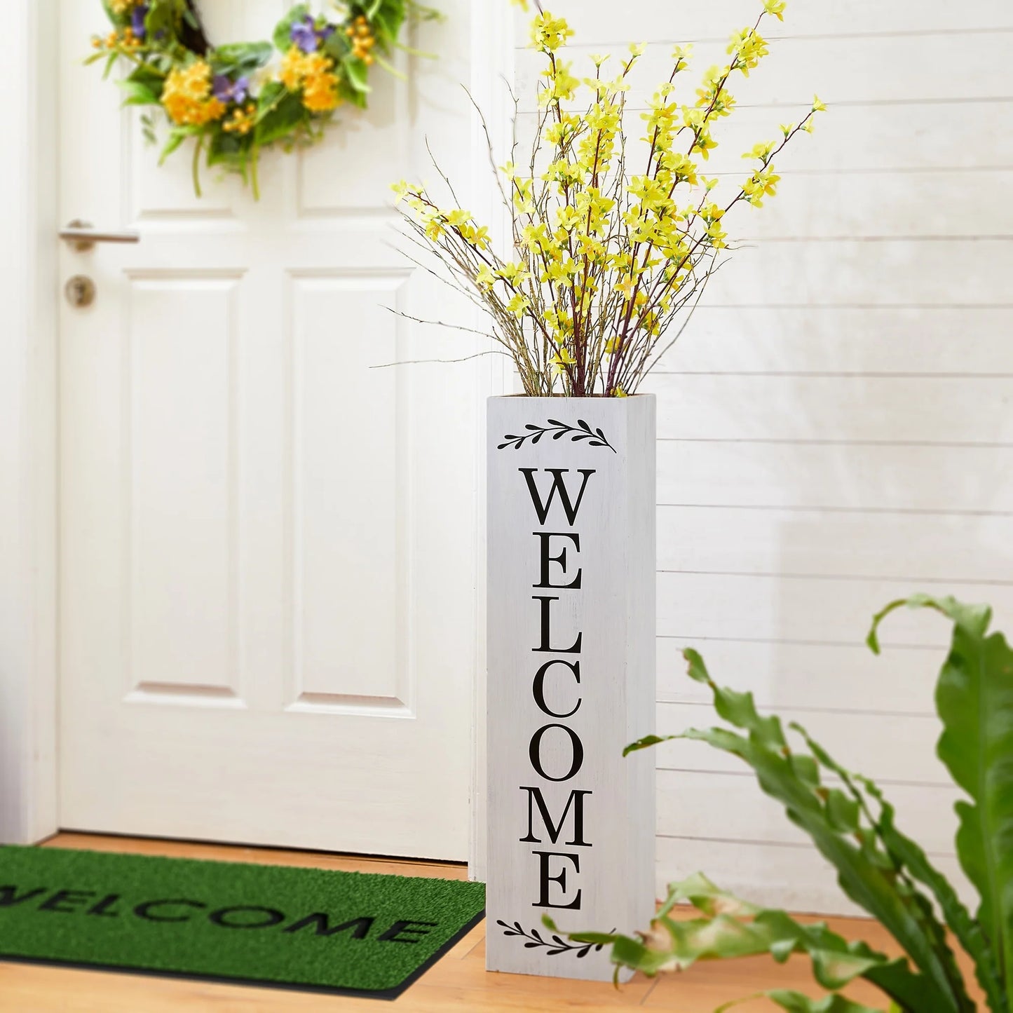 Glitzhome 30"H Rustic Welcome & Home or Welcome & Porch Double Sided Wooden Planter Sign Front Door Decor(2025 Quality-upgraded)