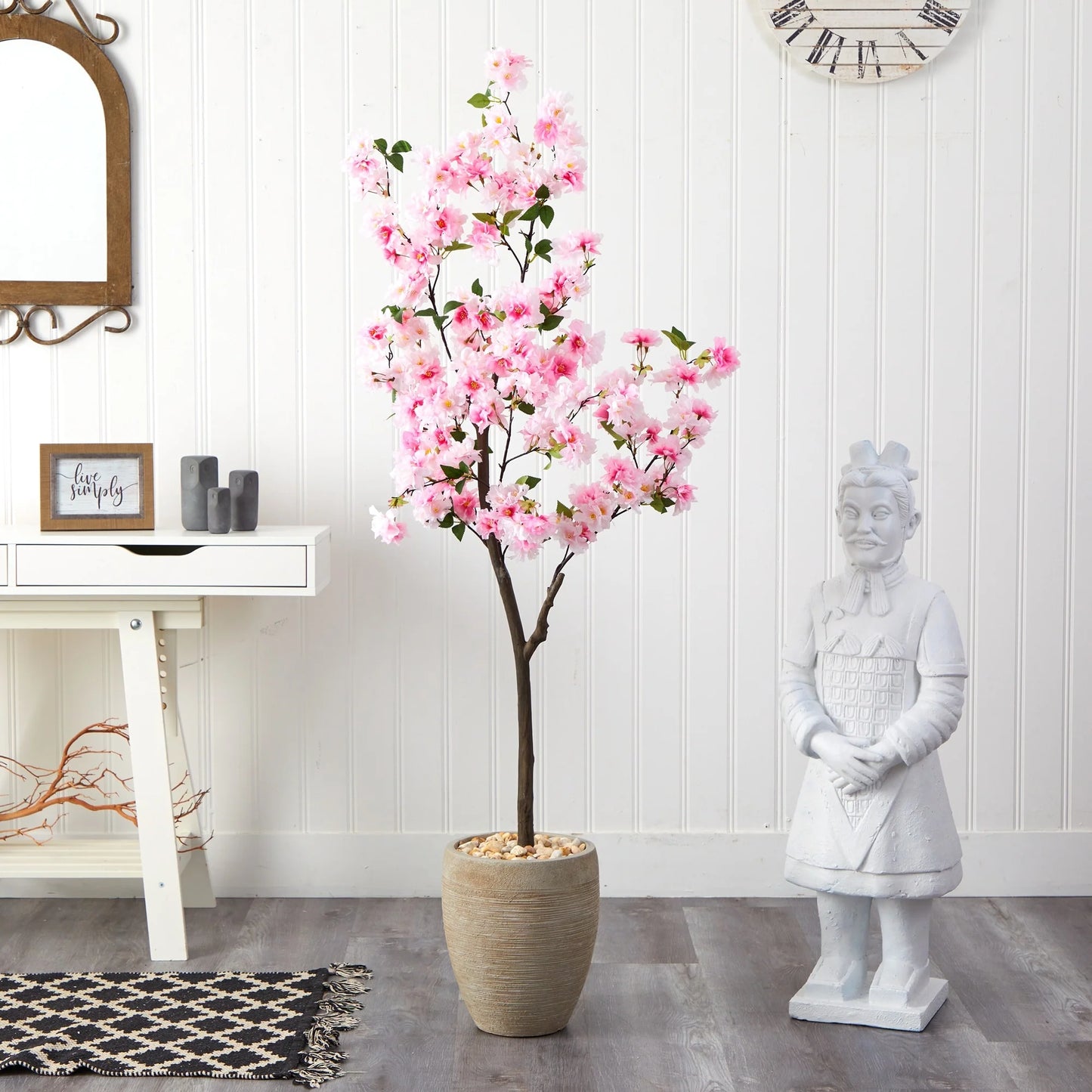 5.5' Cherry Blossom Artificial Tree in Sand Colored Planter - 12.5"
