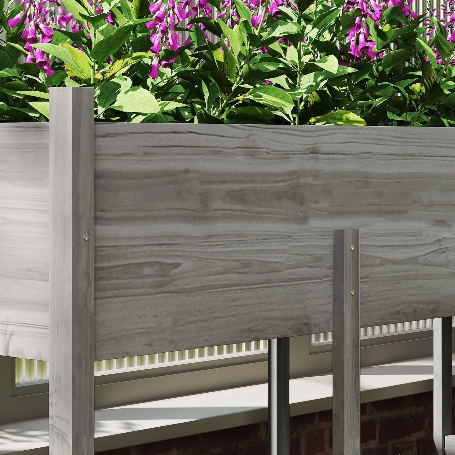 Outsunny Wooden Raised Garden Bed with Bed Liner and Drain Holes, Large Elevated Planter Box with Legs