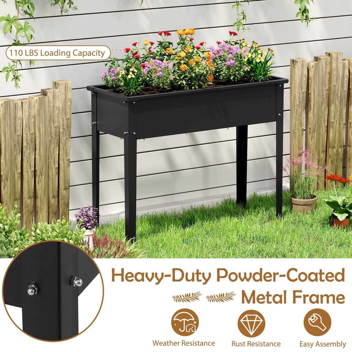 Costway Raised Garden Bed Elevated Metal Planter Box with Legs - See Details