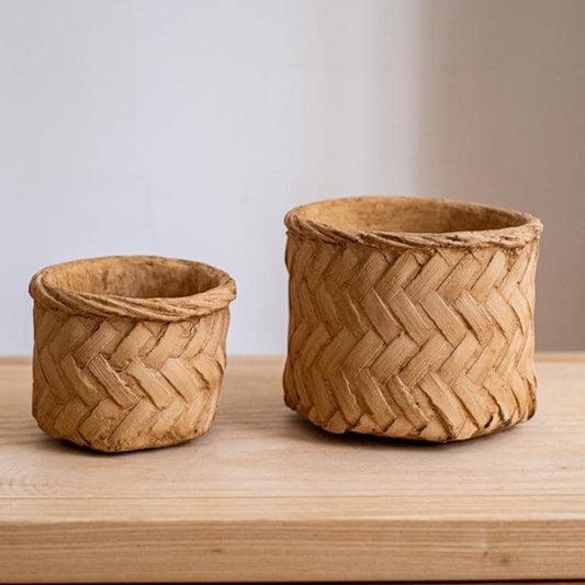 RusticReach Bamboo Looking Cement Planter