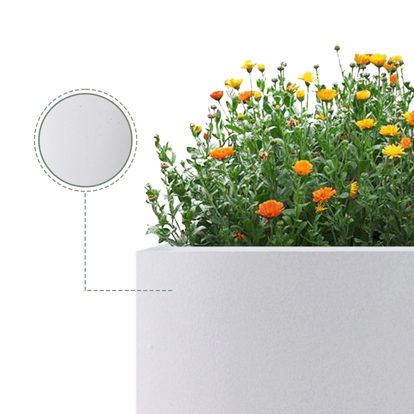 Plantara 27" H Rectangule Solid White Concrete Flower pot, Modern Handmade planter,Garden Plant potfor Outdoor