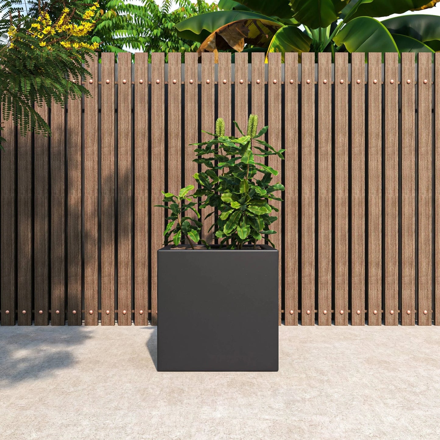 Fern Modern Square Fiberstone and MGO Clay Planter with Drainage for Indoor & Outdoor Home Office Patio Yard Decor