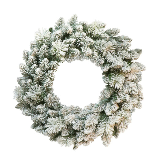 Puleo International 24" Flocked Spruce Wreath - Green - 24