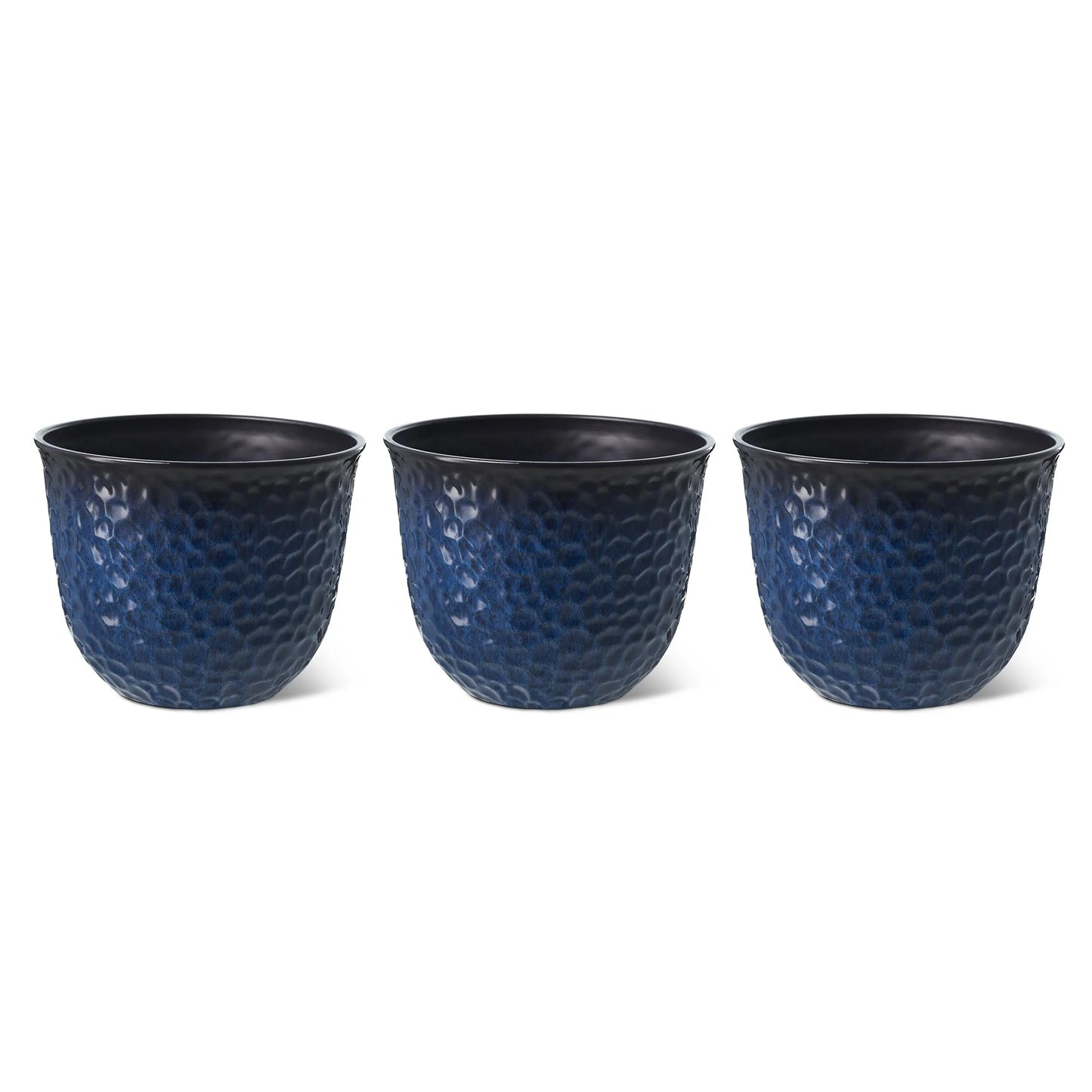Glitzhome Honeycomb Textured Blue Green Faux Ceramic Pot Plastic Planter(Set of 2 / Set of 3)