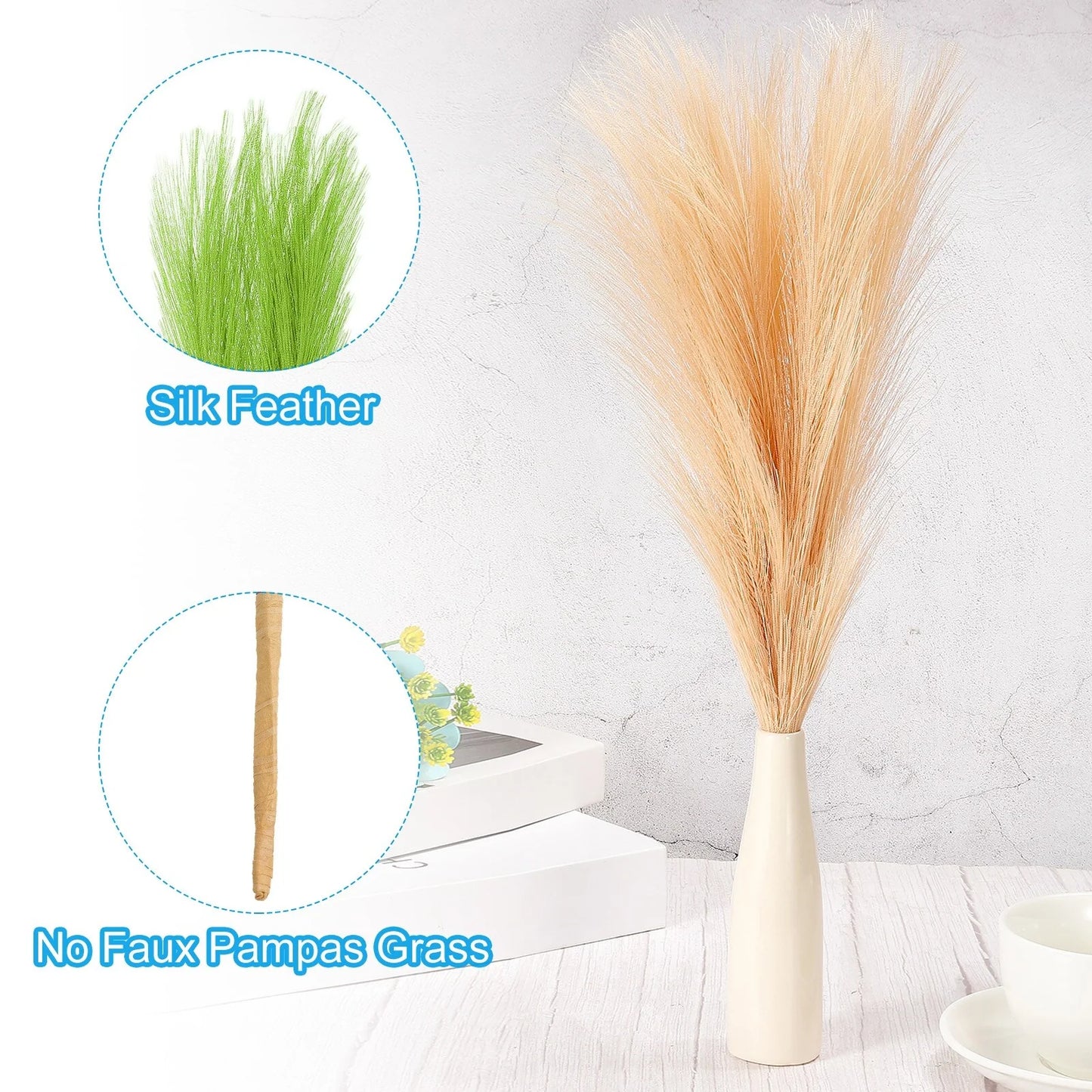 6 Pcs 17 Inch Faux Pampas Grass Artificial Boho Decor