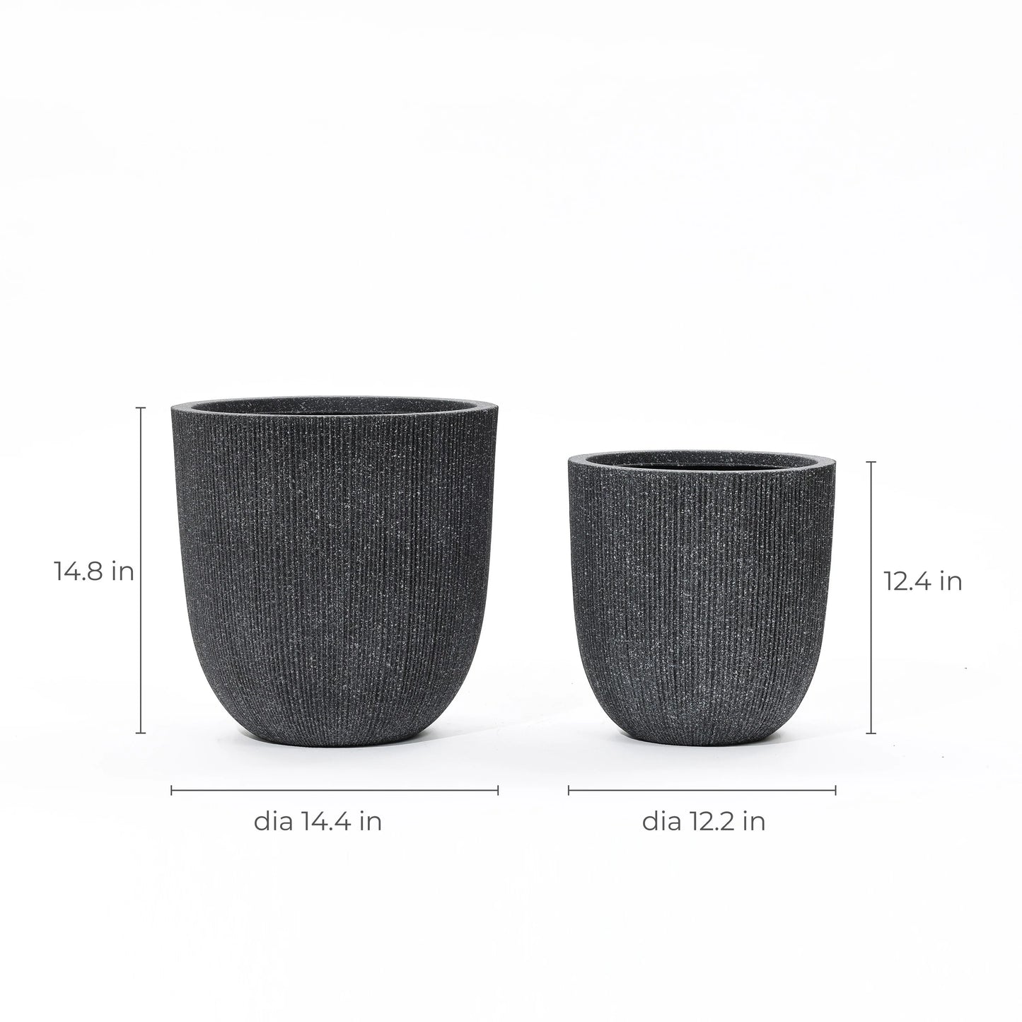 2-Piece Tapered Round Plastic Planters Set, Mediterranean Style