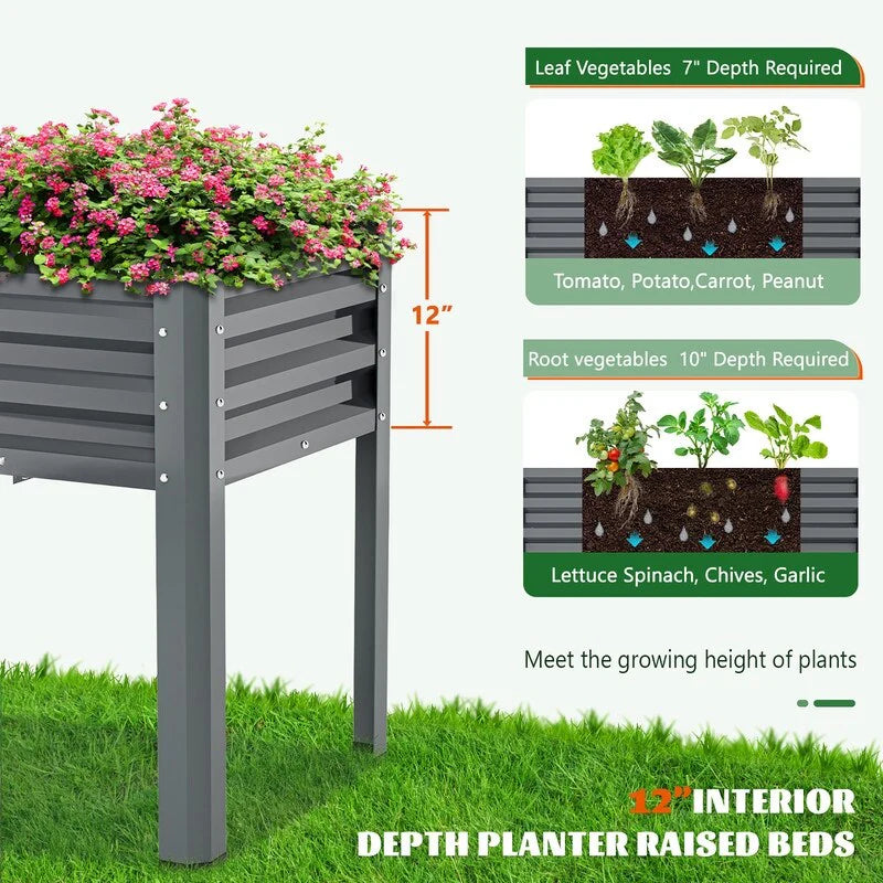 Raised Garden Bed with Legs, Standing Planter Box Growing Herb Bed