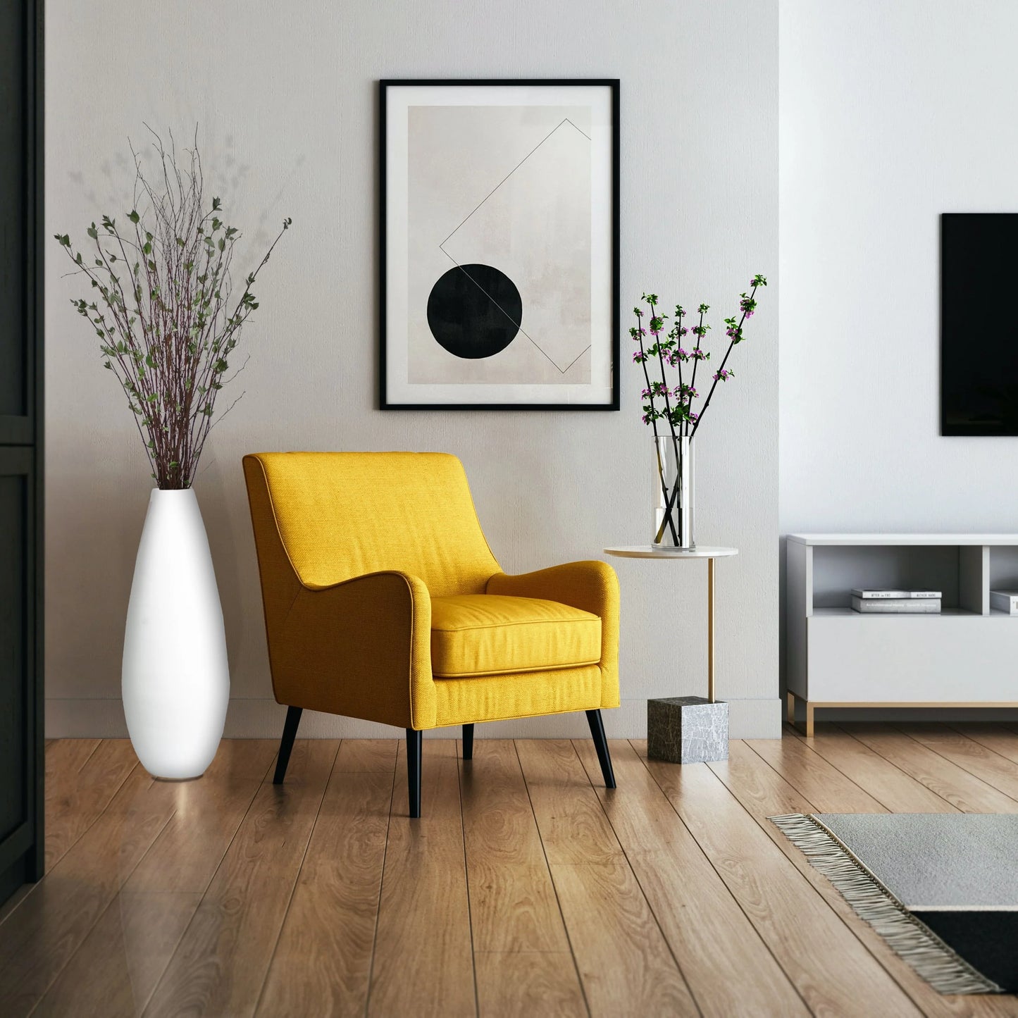 31.5" Spun Bamboo Tall Floor Vase - Sleek Matte Finish, Elegant Home Decoration, Modern Accent Piece, Living Room Decor