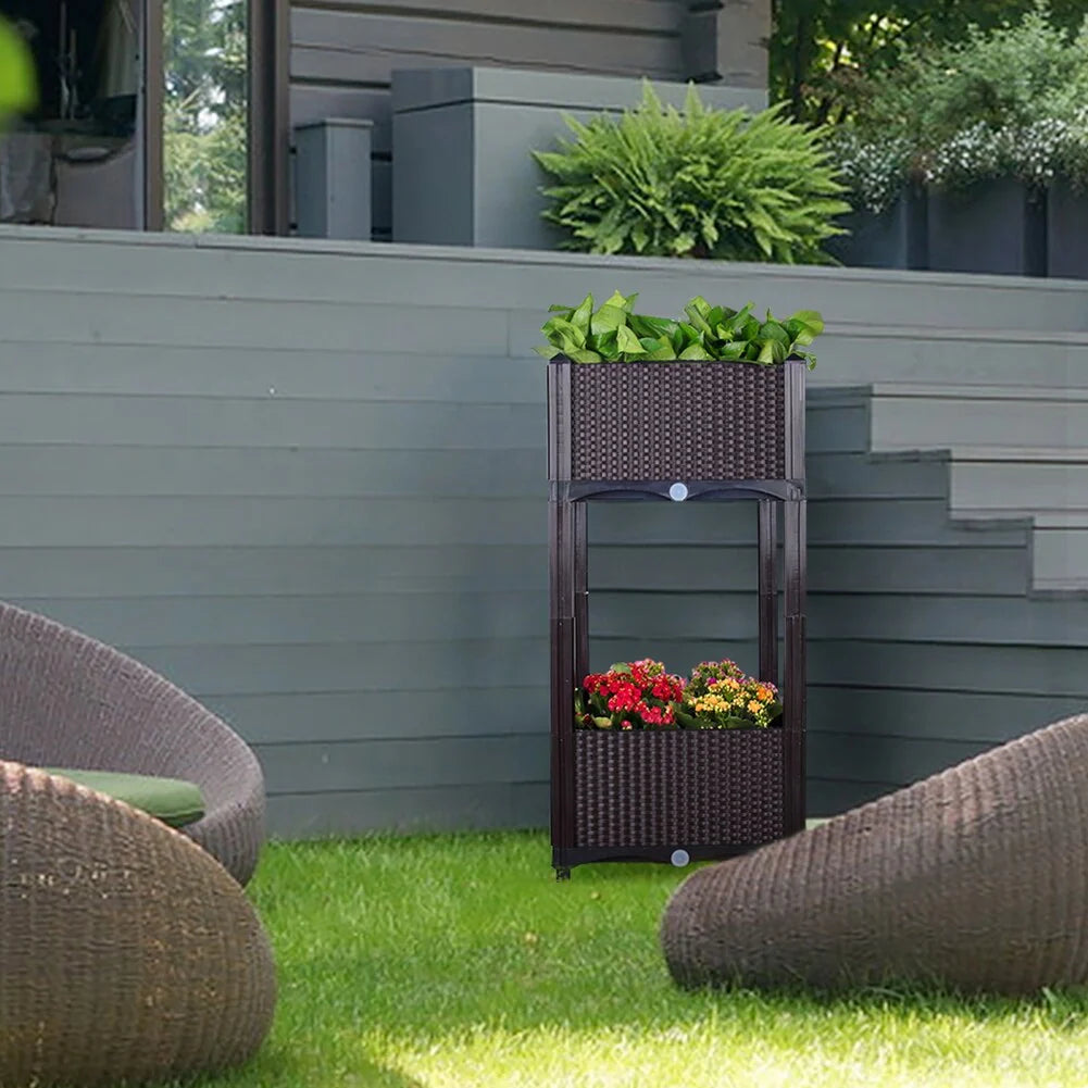 Modern Home Raised Planter Kit - Stackable Modular Flower/Garden Bed Kit - Stacking Sets for Home, Restaurant, Office, Garden
