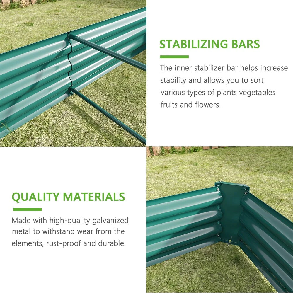 Outdoor Galvanized Metal Raised Garden Bed Kit - 6 x 3 x 1 ft
