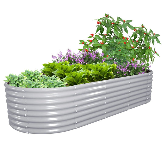 8 ft. x 3 ft. x 2 ft. Metal Oval Galvanized Raised Garden Bed
