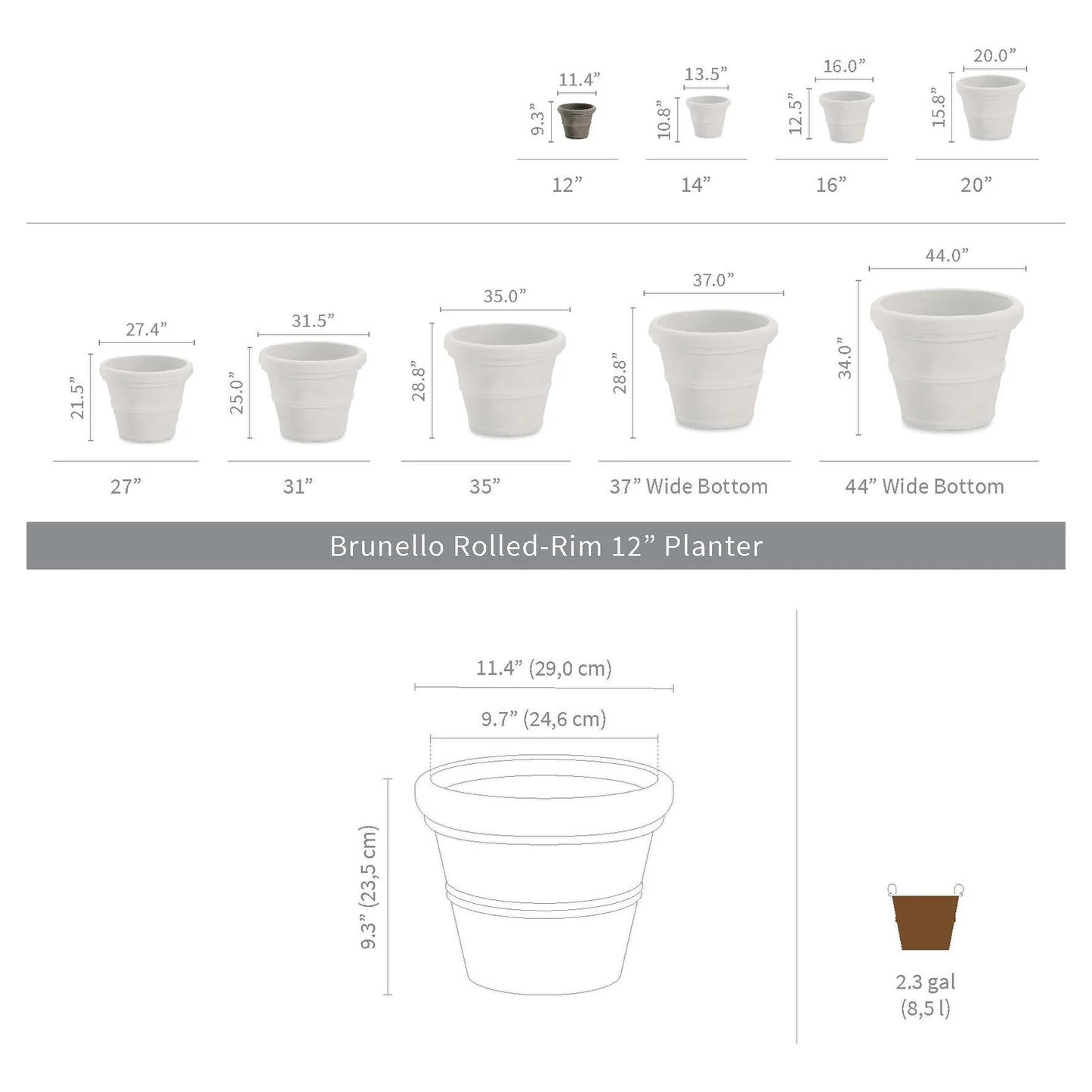 Brunello Classic Round Planter