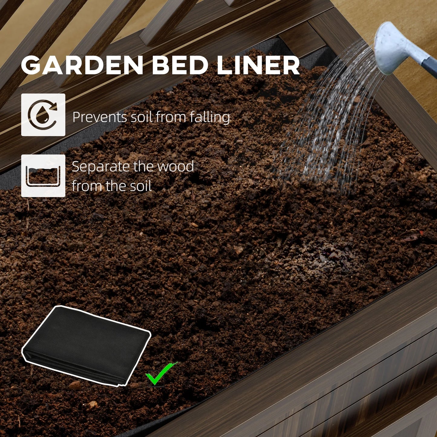 Outsunny Raised Garden Bed with Trellis for Climbing Plants, Vegetable, Grape Vines, Flowers, Wood Planter with Legs