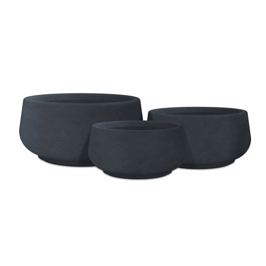Kante 21.6", 16.9", 12.5"W Round White Concrete Planters (Set of 3), Outdoor/Indoor