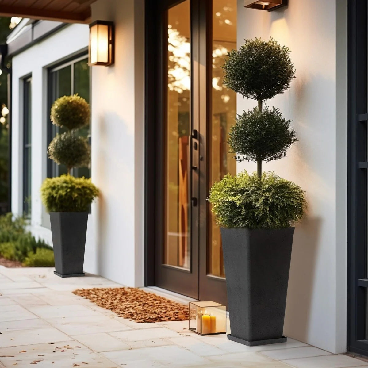 30 inch Tall Planters Set of 2, Indoor/Outdoor Rectanglar Large Planters,V Shaped Taper Planters for Front Door