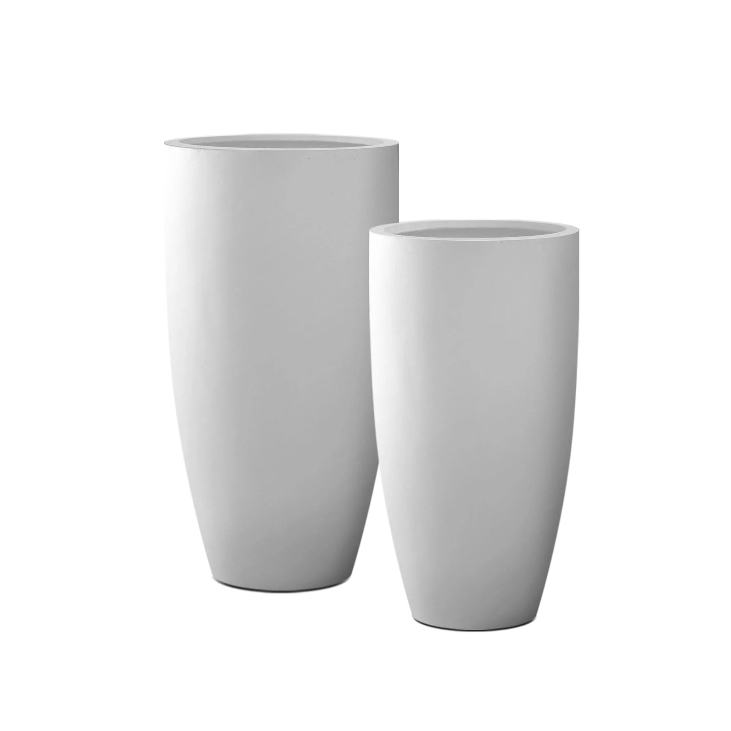 Plantara 32" & 23.6" H Concrete Tall Solid White planter, Large Outdoor Plant pot, Modern Tapered Flower pot for Garden