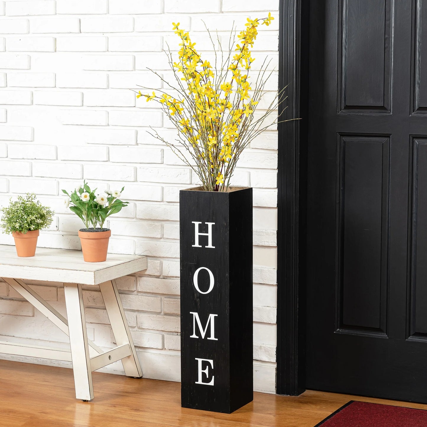 Glitzhome 30"H Rustic Welcome & Home or Welcome & Porch Double Sided Wooden Planter Sign Front Door Decor(2025 Quality-upgraded)