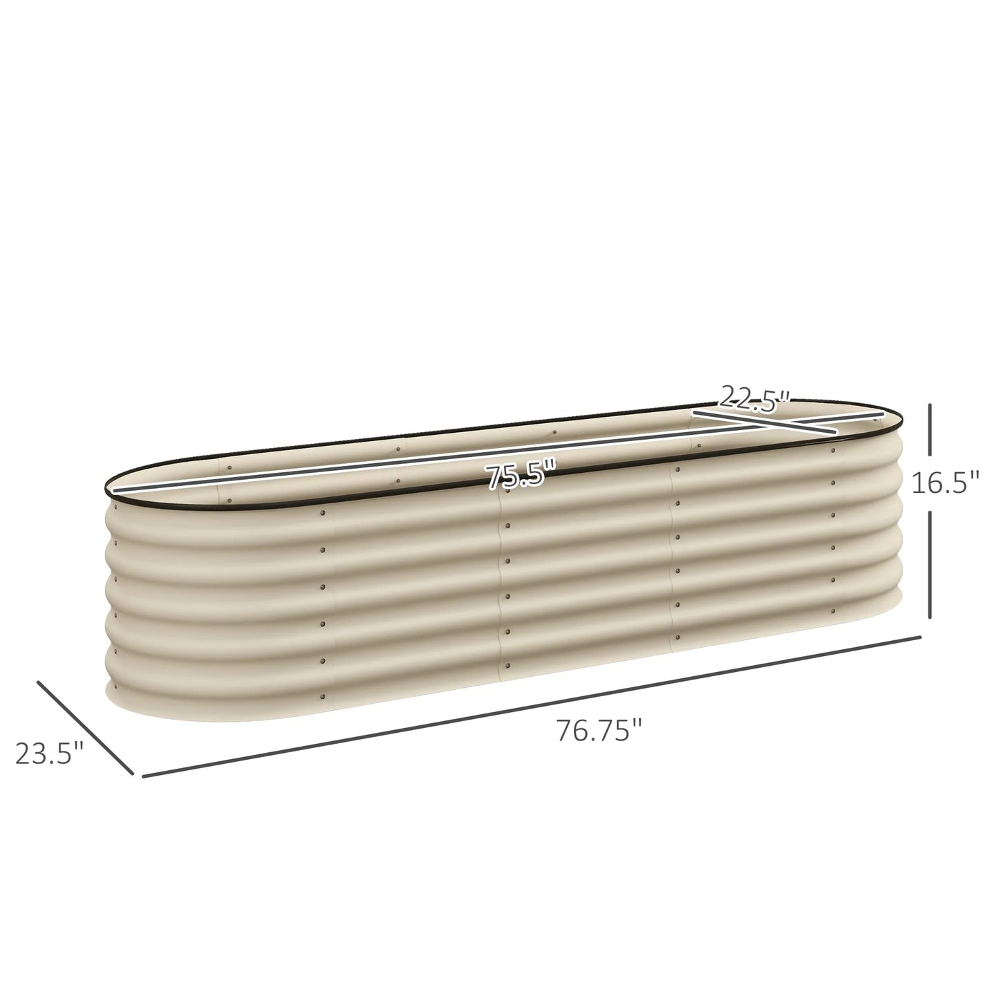 Outsunny 6.4' x 2' x 1.4' Galvanized Raised Garden Bed Kit, Outdoor Metal Elevated Planter Box with Safety Edging