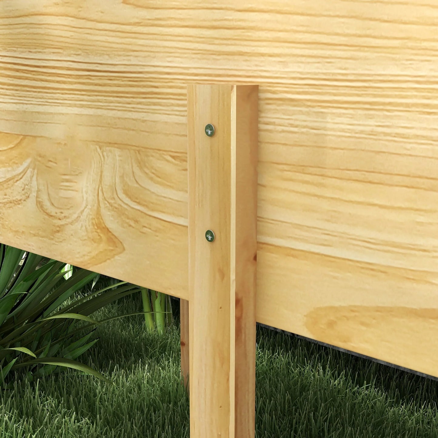 Outsunny Wooden Raised Garden Bed with Bed Liner and Drain Holes, Large Elevated Planter Box with Legs