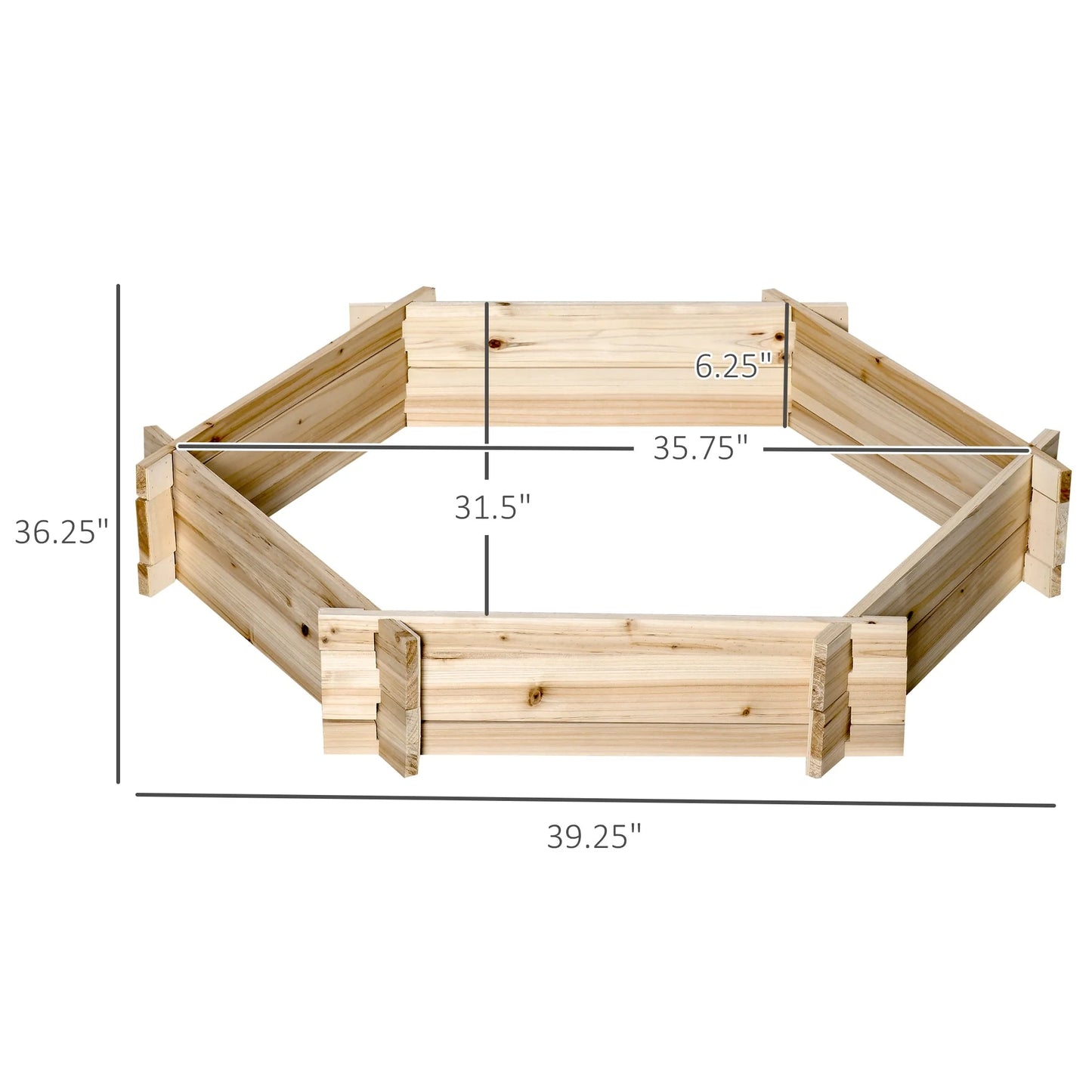 Outsunny 39'' x 36'' Screwless Raised Garden Bed, Hexagon Planter Box, Easy DIY Herb Garden for Vegetables Flowers