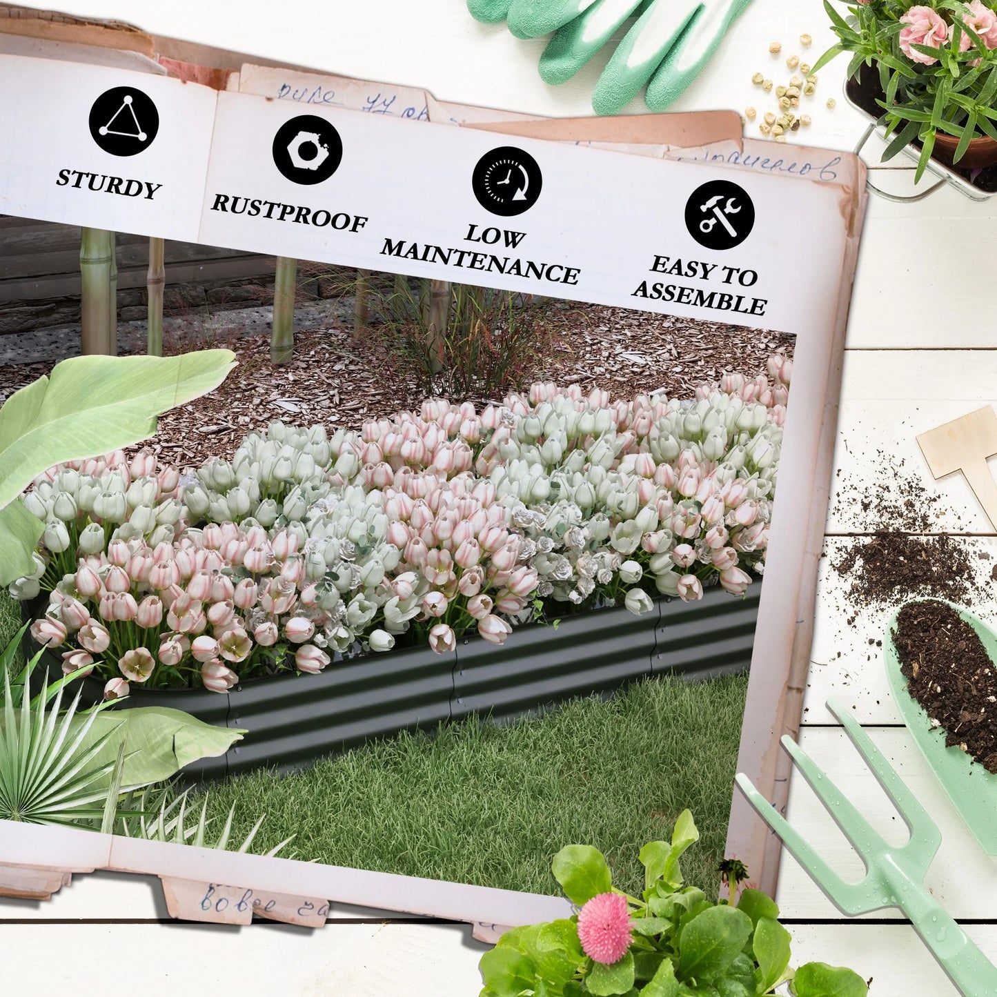 Outsunny 7.9' x 2' x 1' Galvanized Raised Garden Bed Kit, Outdoor Metal Elevated Planter Box with Safety Edging