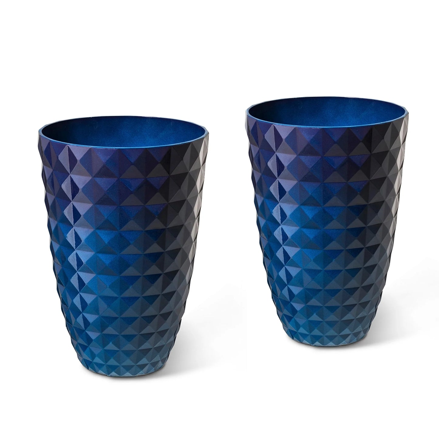 Glitzhome 19.75" H Eco-Friendly Oversized Faux Ceramic Diamond Textured Tall Planter Porch Flowerpot (Set of 2)