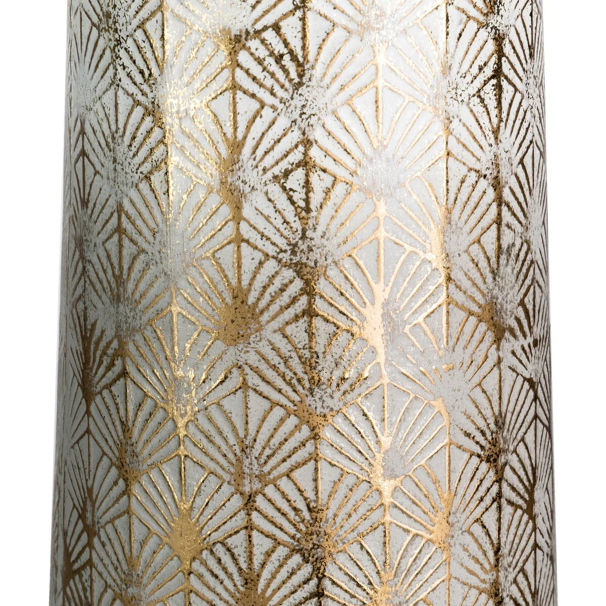 Glitzhome Set of 2 Distressed Traditional Vintage Gold/White Metal Vases