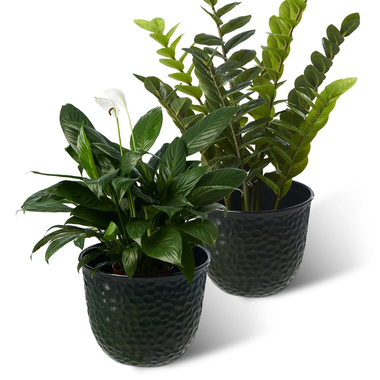 Glitzhome Honeycomb Textured Blue Green Faux Ceramic Pot Plastic Planter(Set of 2 / Set of 3)