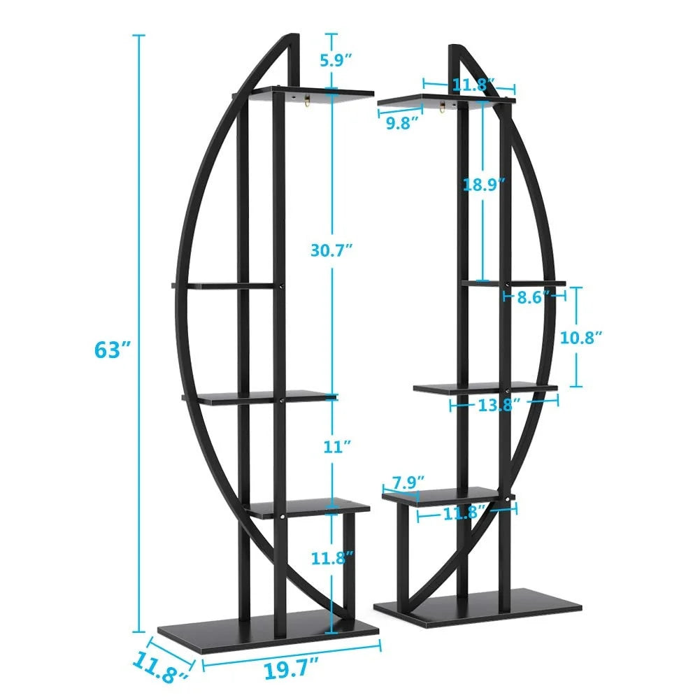 Metal/ MDF 5-tier Curved Plant Stand (Set of 2)
