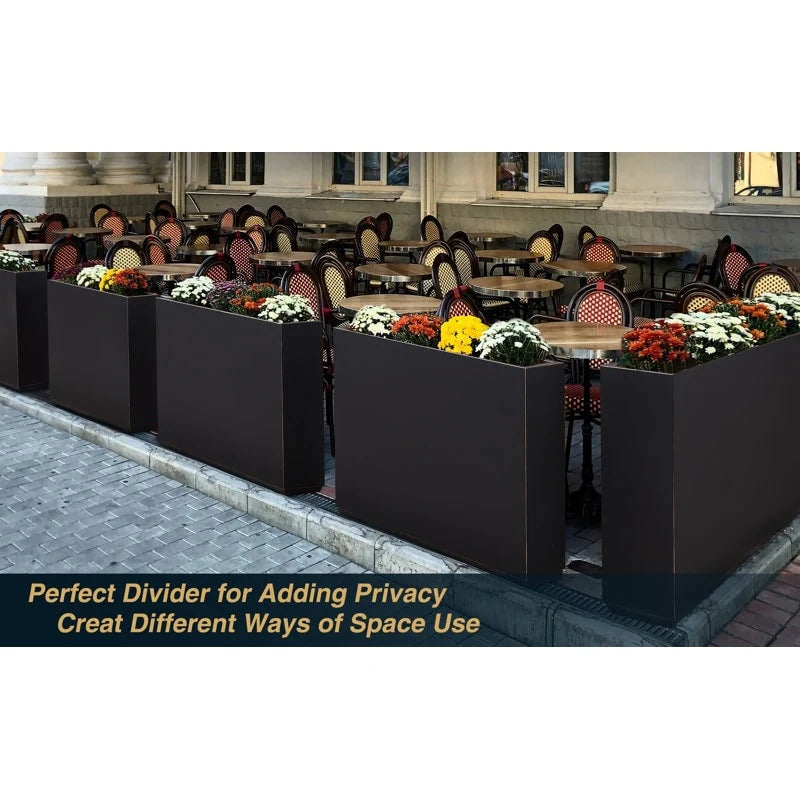 Metallic Heavy Planter for Outdoor Plants, 38Lx10Wx30H Inches Tall and Long Metal Divider Planter Box - 38"x30"x10"