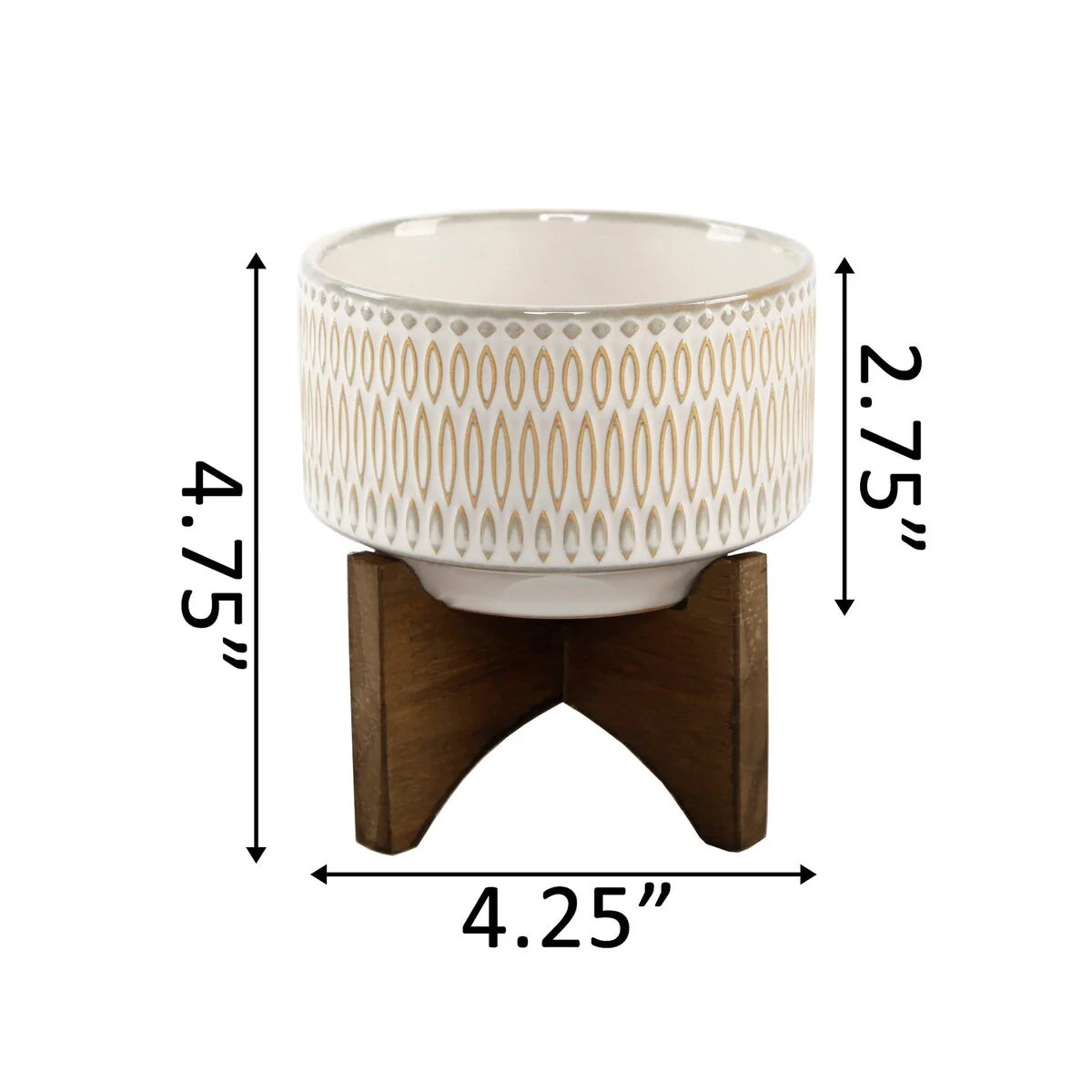 Mid-Century 4" Palsley Ceramic on Wood Stand
