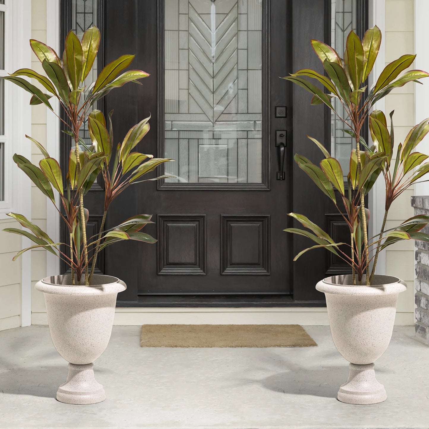 Glitzhome Modern Oversized Eco-Friendly PE Faux Terrazzo Urn Planter Porch Flowerpot (Set of 2/Set of 3)