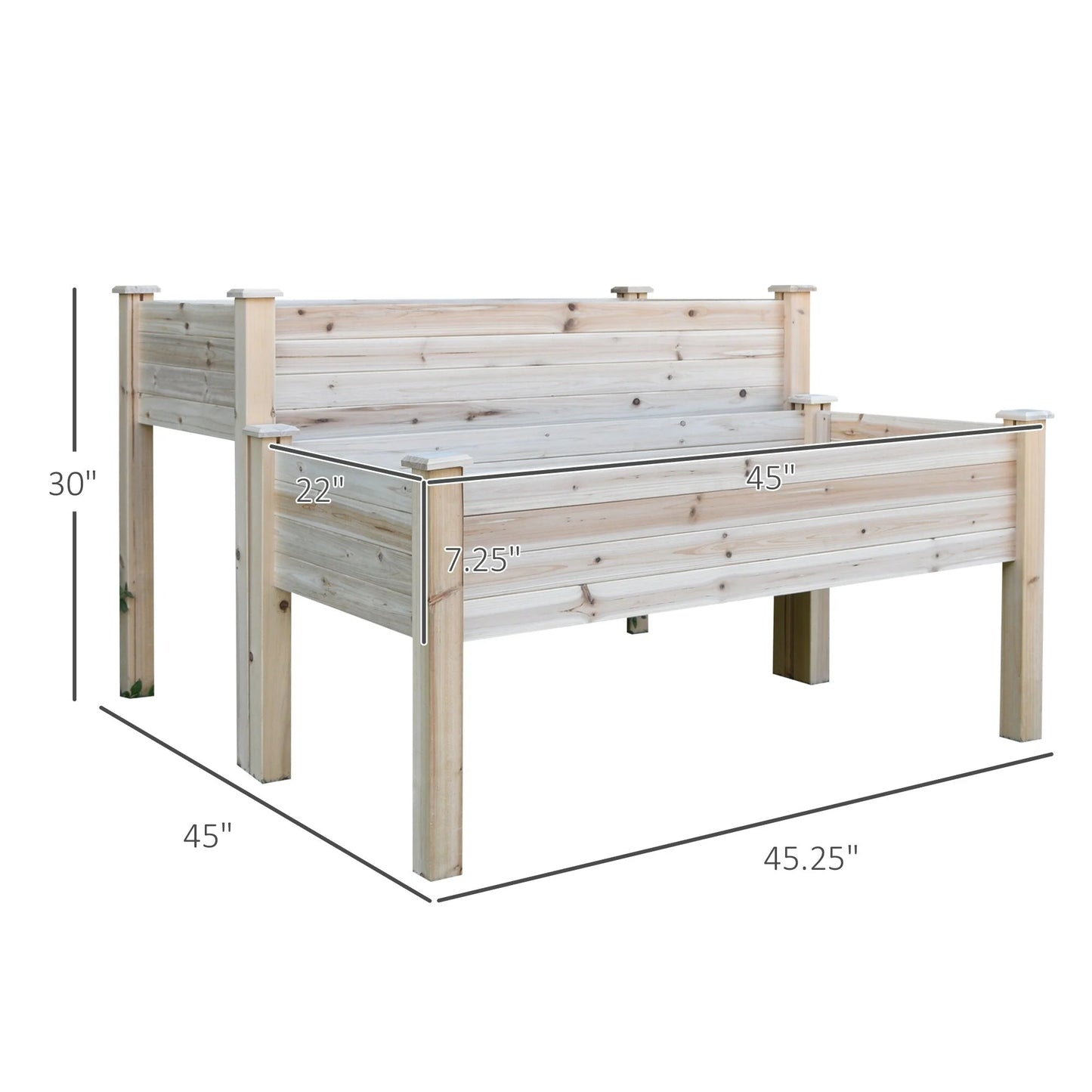 Outsunny 2-Level Raised Garden Bed Large Outdoor Planter Box with Drainage Holes, Thick Legs