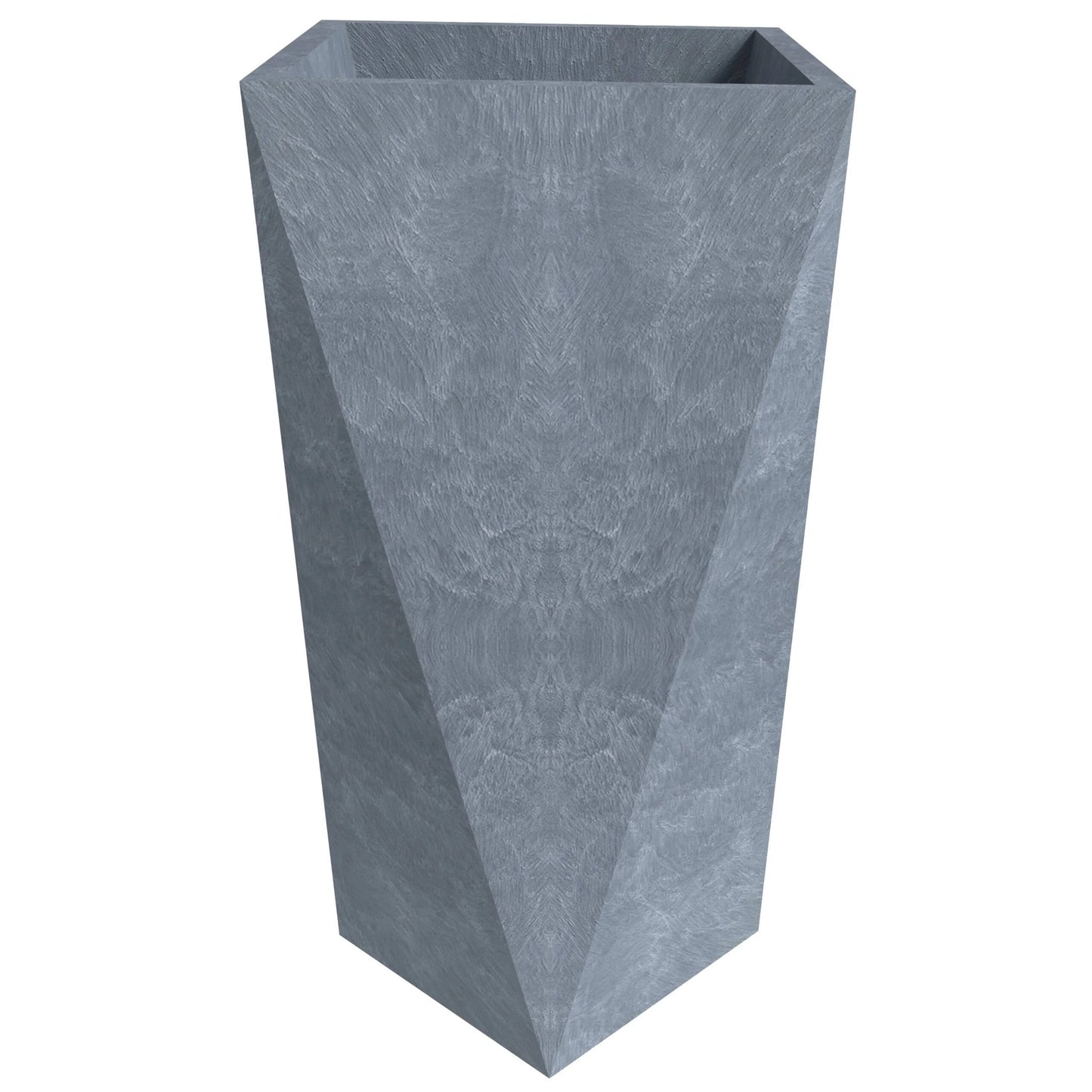Aloe Fiberstone & MGO Clay Tapered Square Durable Planter, Indoor/Outdoor Weather Resistant Pot with Drainage, Yard Porch Decor