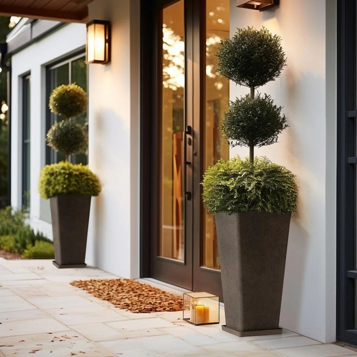 30 inch Tall Planters Set of 2, Indoor/Outdoor Rectanglar Large Planters,V Shaped Taper Planters for Front Door