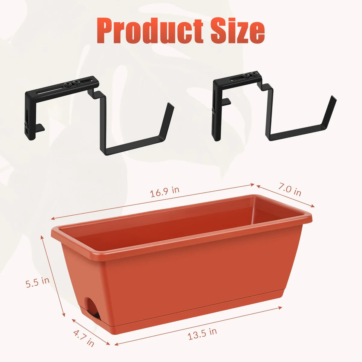 16.9 Inch Balcony Railing Planter Box