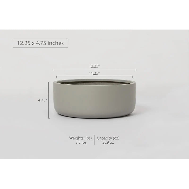 Indoor/Outdoor Large Nordic Minimalist Fiberstone Lightweight Round Bowl Planter Pot - 16, 12 inch Matte Finish