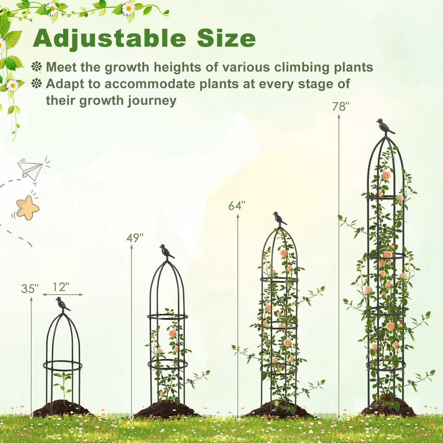 Gymax 2-Pack Garden Obelisk Trellis for Climbing Plants Rustproof